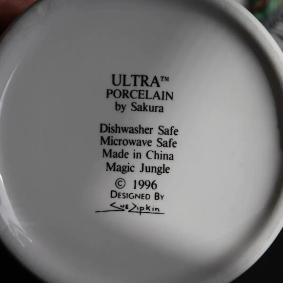 Vintage 1996 Sakura Porcelain Leopard cup and saucer Jungle colourful Sue Zipkin - Picture 5 of 5